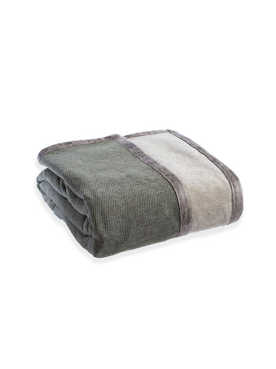 Nef-Nef Homeware New Tanger Armchair Throw 2 Sides 180x180cm Brown Ecru