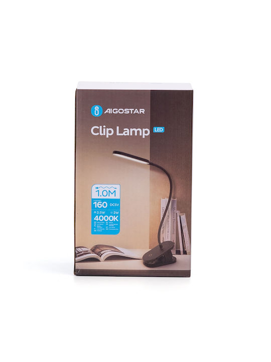 Aigostar Επαναφορτιζόμενο LED Φωτιστικό Γραφείου και Κλιπ σε Μαύρο Χρώμα