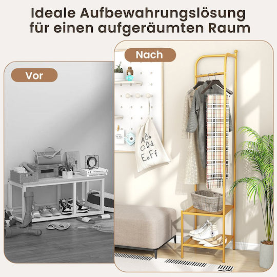 Costway Cuiere de podea Metal Auriu 42.5x42.5x193.5cm