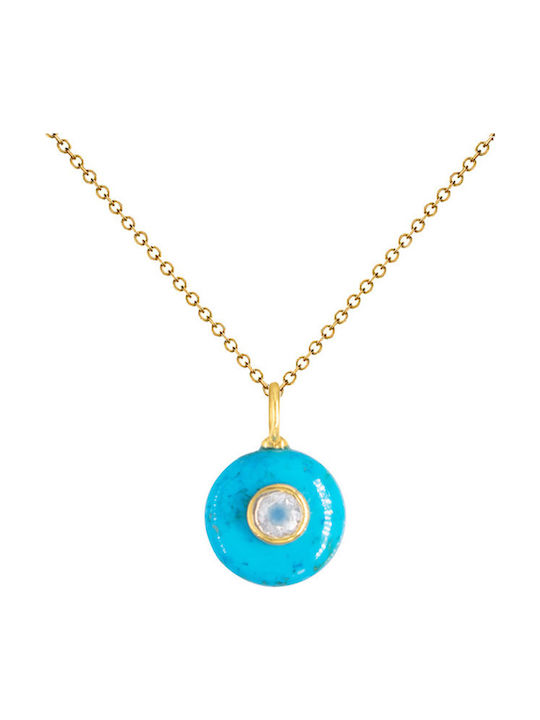Pendant 925 Silver Gold Plated Turquoise Zircon F126575t