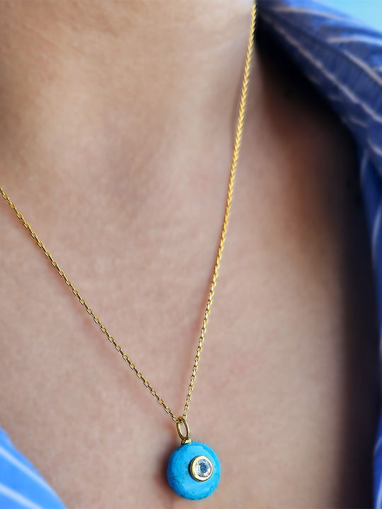 Pendant 925 Silver Gold Plated Turquoise Zircon F126575t