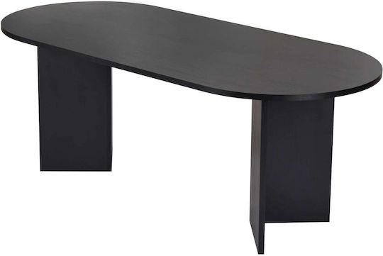 Sabella Oval Wooden Dining Room Table Black Wood 200x90x75cm