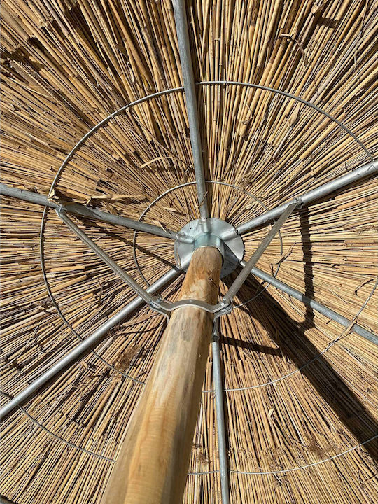 Professional Wicker Wooden Light Blue Parasol 3x3m