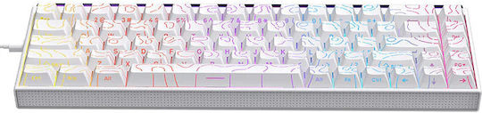 Ajazz NK68 Gaming Μηχανικό Πληκτρολόγιο 65% με Custom Red διακόπτες και RGB φωτισμό (Αγγλικό US) White Contours