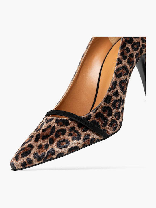 Semiramis Δερμάτινες Γόβες Animal Print Καφέ