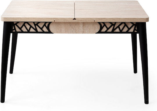 Mira Τραπεζαρίας Επεκτεινόμενο Travertine Black 130x80x75εκ.