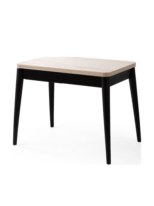 Totem Table Dining Room Extendable Wooden with Plastic Frame Travertine Black 80x80x75cm