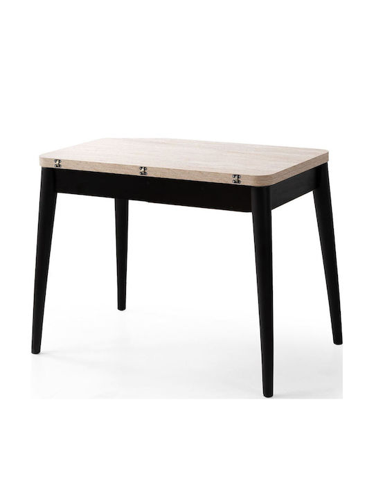 Totem Table Dining Room Extendable Wooden with Plastic Frame Travertine Black 80x80x75cm