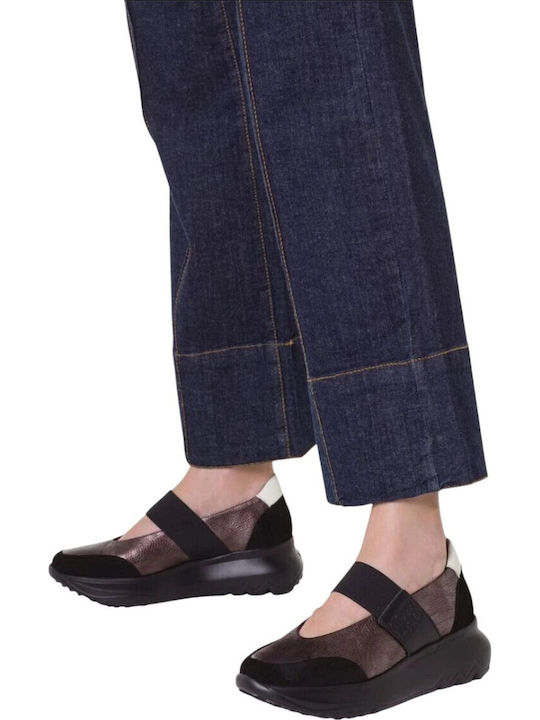Leder Damen Loafers in Gray Farbe