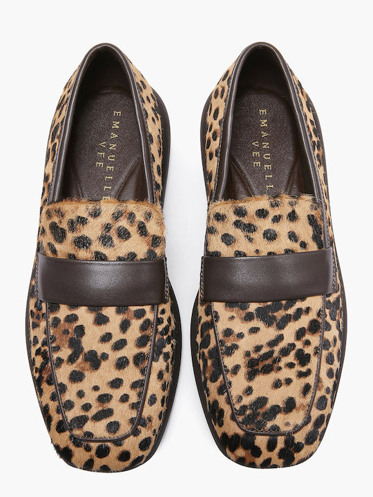 Leder Damen Loafers in Beige Farbe