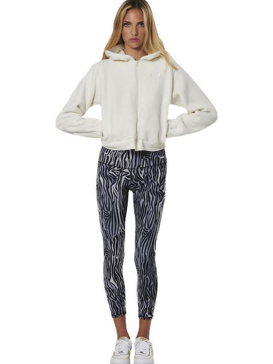 Women's Cropped Leggings Khaki Zebra