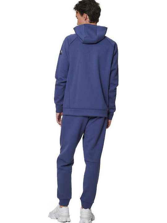 Men's Fleece Cardigan with Hood Oceana Blue