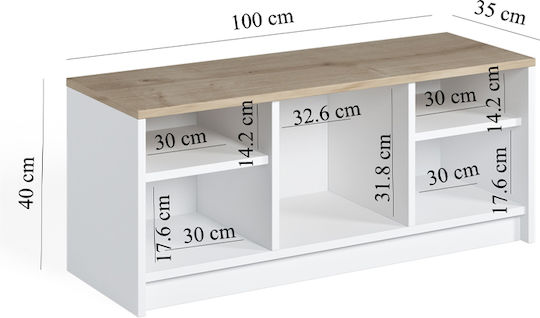 London Wooden Shoe Organizer White 100x35x40cm