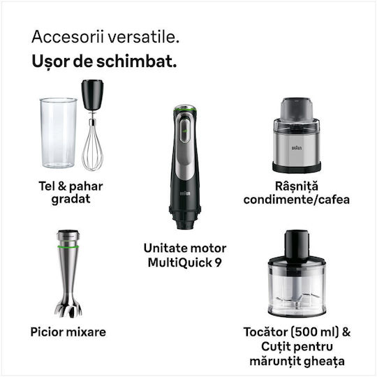 Braun Blender De Mână Cu Tijă Din Plastic 1200W Negru
