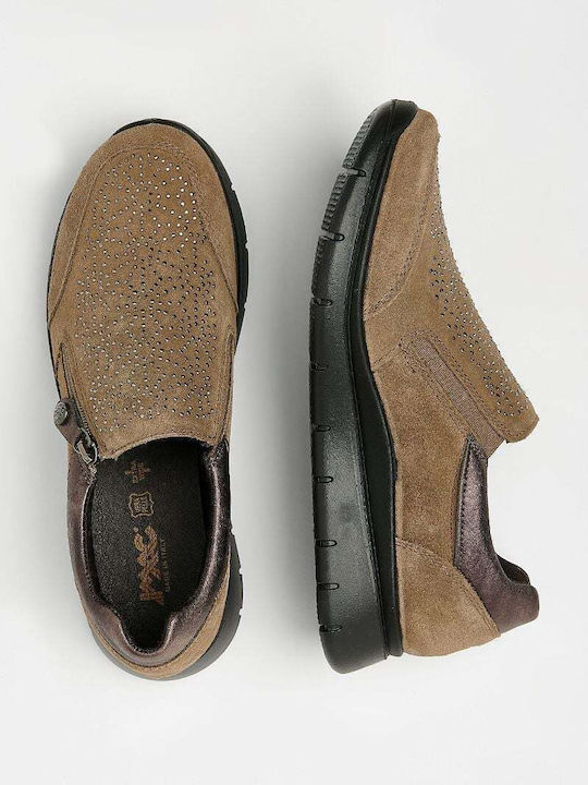 Ανατομικά Γυναικεία Slip-On Δερμάτινα Καφέ