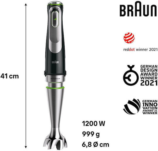 Braun Blender De Mână Cu Tijă Din Plastic 1200W Negru