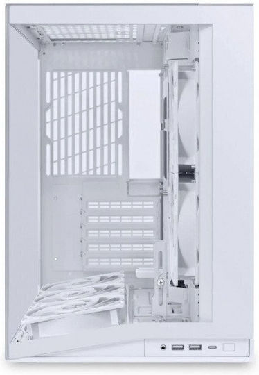 Lian Li O11 Dynamic Mini V2 Flow Gaming Midi Tower Кутия За Компютър Със Страничен Прозорец Бяла