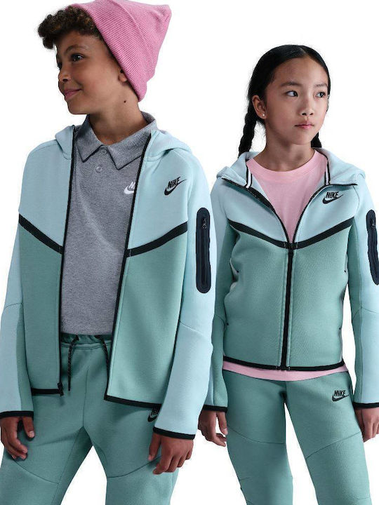 Athletic Kids Cardigan Fleece with Hood Silver / Blue Sportswear