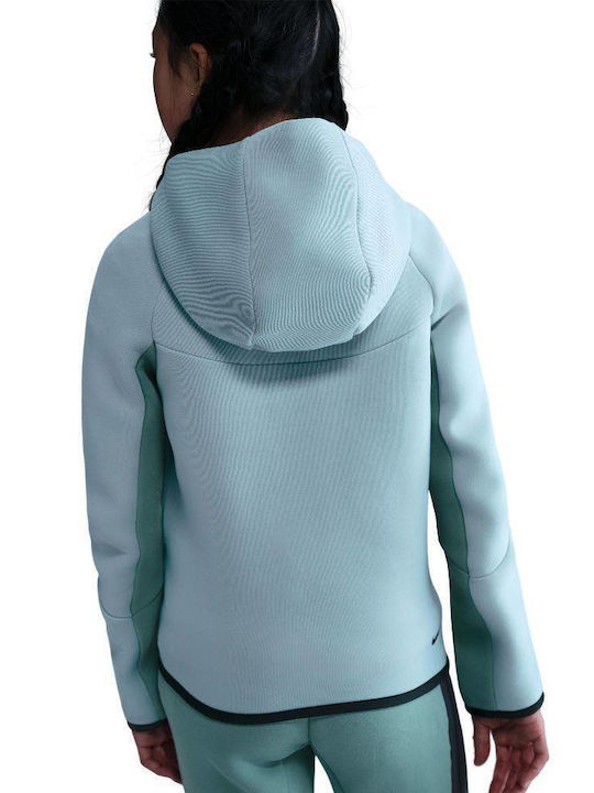 Athletic Kids Cardigan Fleece with Hood Silver / Blue Sportswear