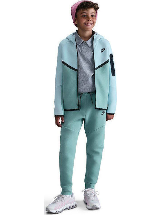 Athletic Kids Cardigan Fleece with Hood Silver / Blue Sportswear
