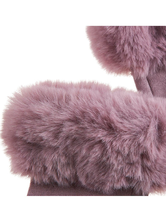 Violet Femei Fleece Manusi Atingere cu blană
