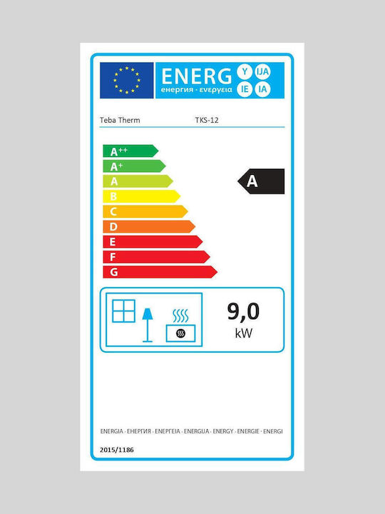 CHytiria Misailidi T-75 Wood Fireplace Insert Air Duct Connection with Straight Window 14.5kW Closed Expansion Tank