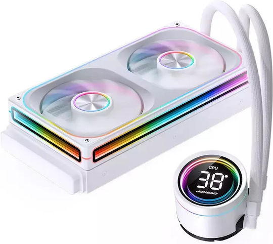 Jonsbo TH-240 Water Cooling System AIO CPU With 2 Fans 120mm And RGB Lighting White