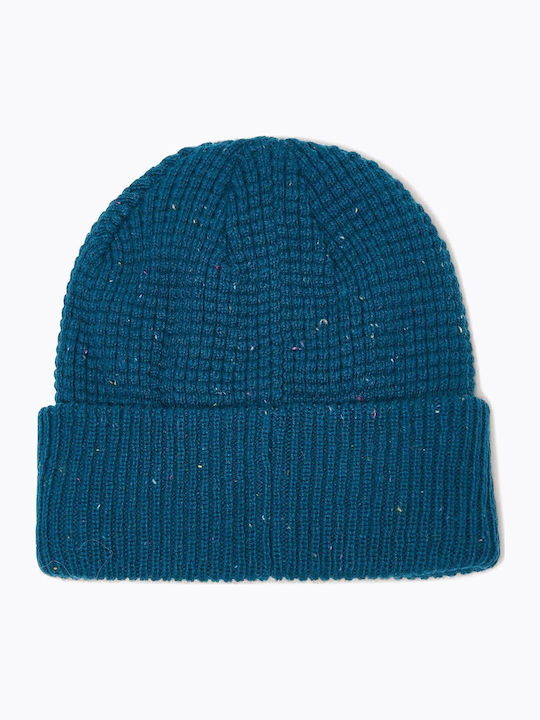 Ellipse Patch Waffle Beanie Unisex Σκούφος με Rib Πλέξη σε Μπλε χρώμα