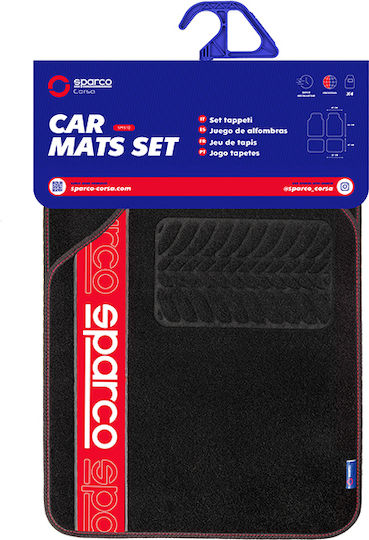 Sparco Satz Vorder- und Hintermatten Universal 4Stück aus Teppichboden Schwarz