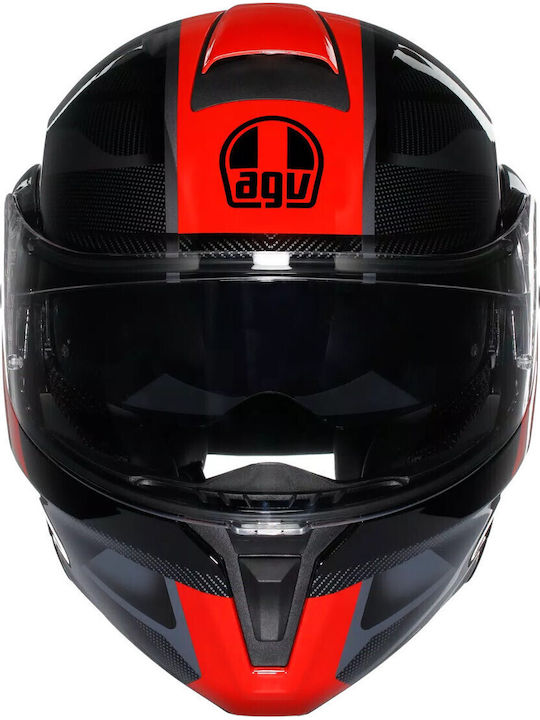 AGV Streetmodular Ledro Black/Red Мотоциклетна каска Флип ъп ECE 22.06 1690гр с Sunvisor