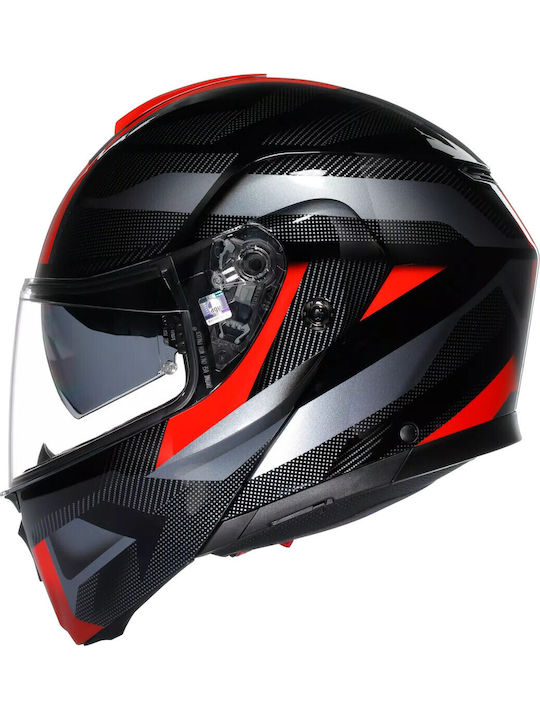AGV Streetmodular Ledro Black/Red Мотоциклетна каска Флип ъп ECE 22.06 1690гр с Sunvisor