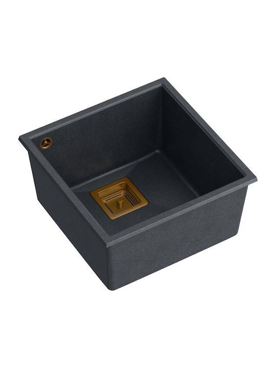 Quadron Drop-In Sink Synthetic Granite with Faucet W42xD42cm Black