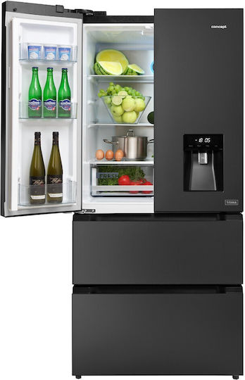 Concept Eingebauter Side-by-Side Kühlschrank 506Es NoFrost H183xB83.6xT70.6cm. Schwarz LA6683DS