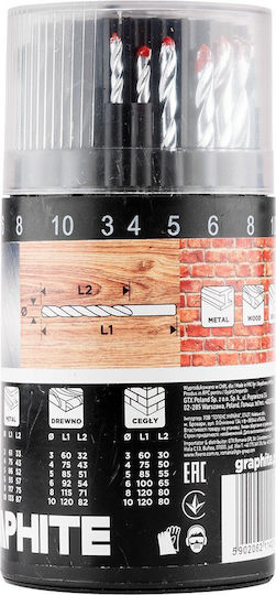 Graphite Satz 18 Bohrer für Metall και Holz