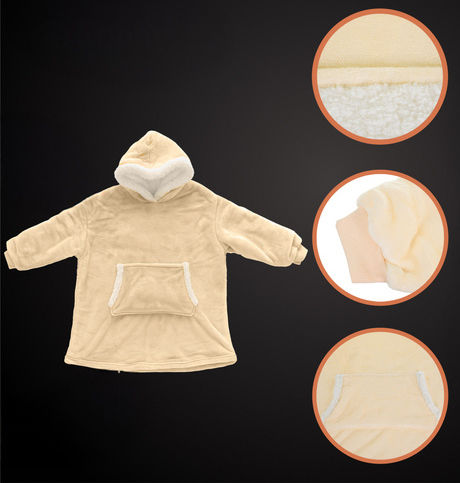 Pătură Polar Fleece Cu Mâneci 88x80cm Bej