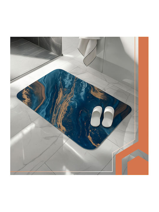 Non-Slip Bath Mat ZY12593QWS58 Turquoise/gold 80x50cm