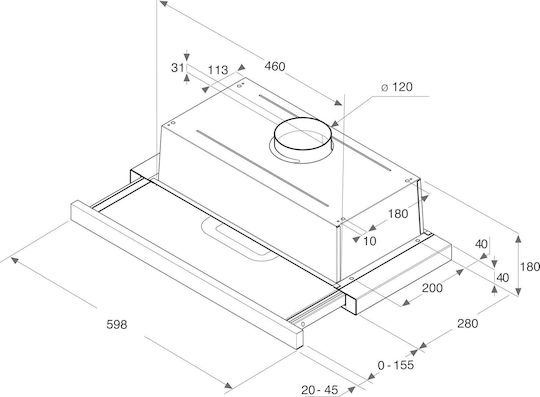 Whirlpool Συρόμενος Απορροφητήρας 60cm Inox