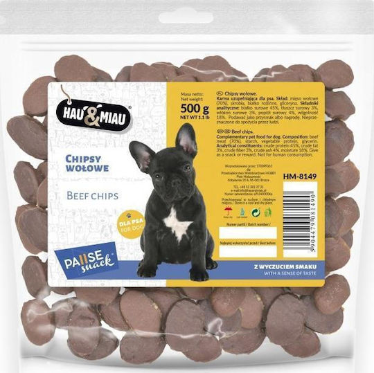 Вкусна Лакомство Hau&meow Pausesnack За Кучета Телешки Чипсове 500гр 10186859 5904479081490