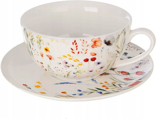 Lumarko Tea Set with Mug Made of White Porcelain 400ml 3 Pieces