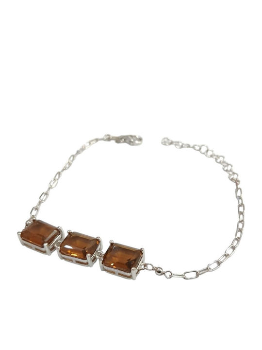Prince Silvero Γυναικείο Βραχιόλι από Ασήμι με Ζιργκόν 17cm