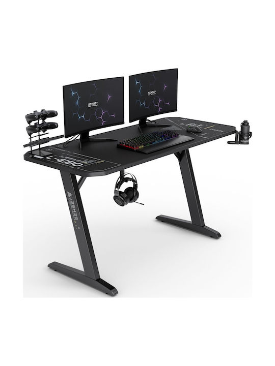 Γραφείο Gaming Γυάλινο Czarne 140x60εκ.