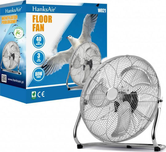 HanksAir Bodenventilator 80W Lüfterdurchmesser 40cm Graues