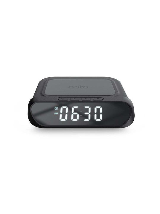 SBS Tabletop Digital Clock with Alarm & Wireless Charging