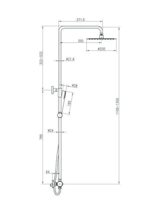 Deante Adjustable Shower Column with Mixer Gray