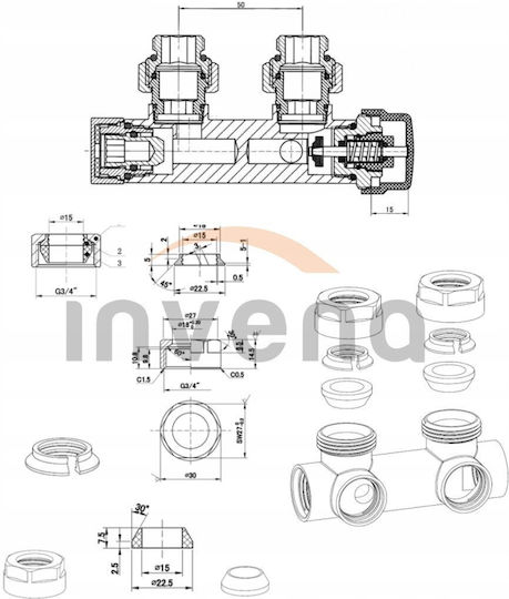 Invena Single-Hole Set Combined Bottom Connection Duoplex Prov Graphite Cz-87-G15