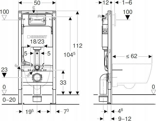 Geberit Duofix Basic Deltah112 Рамка + Скоби Скрит Монтаж Рамка За Тоалетна 111.170.00.2