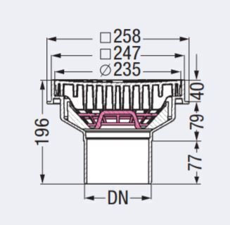 Kessel Ecoguss Yard Drain Dn 100 Τετράγωνο Lock+lift 67110b