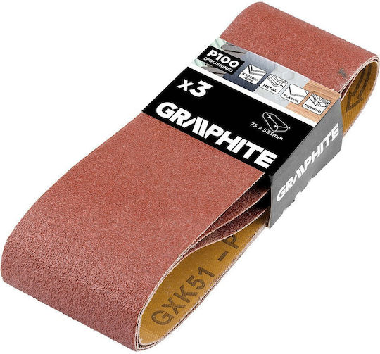 Graphite Tαινία Λείανσης K100 75x533mm Σετ 3τμχ