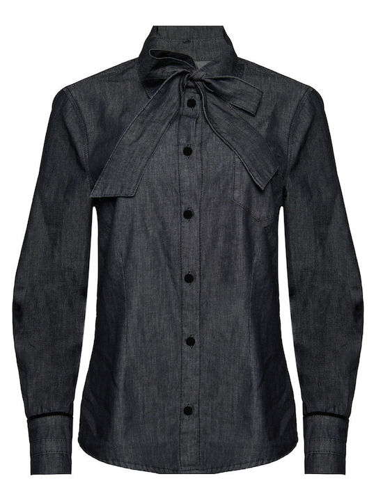 Women's Denim Long Sleeve Shirt Black