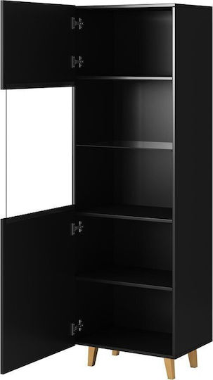 Пафос Витрина за дневна от ПДЧ със стъкло Черна 60x40x182см